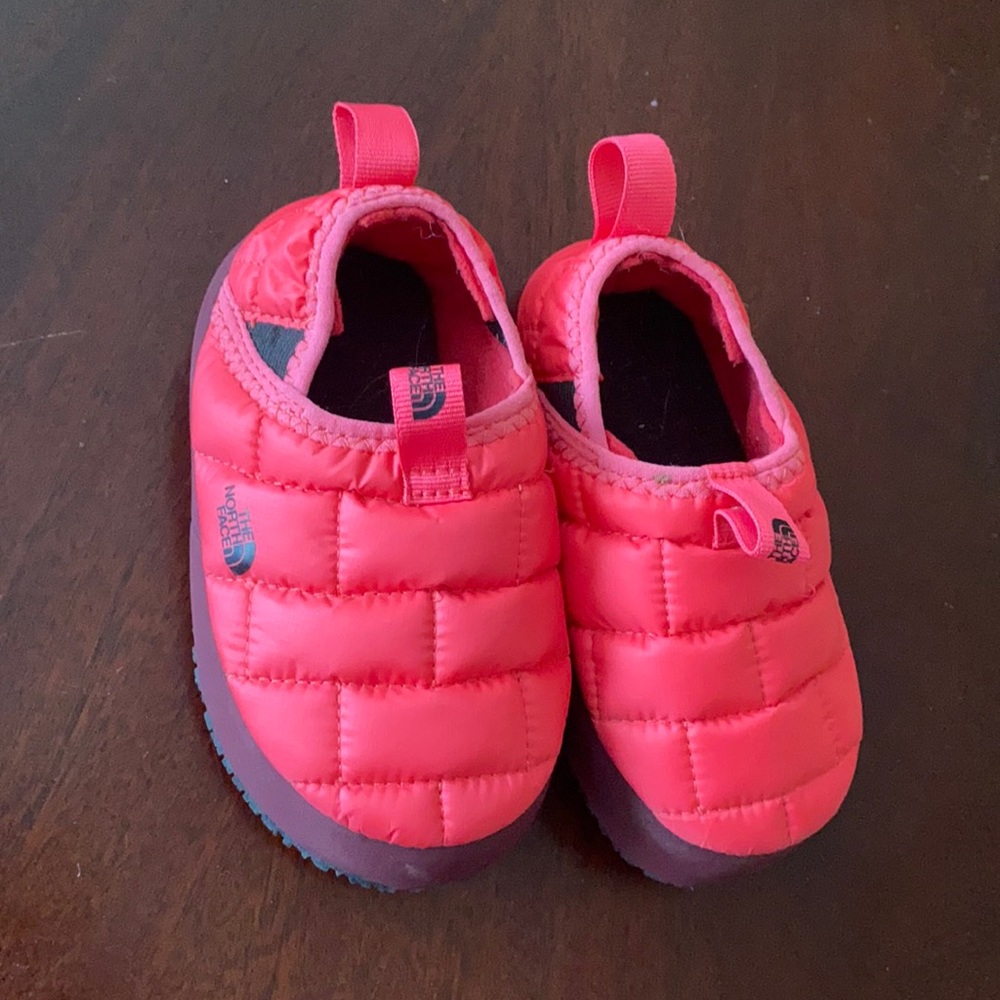 Pink North Face Puffy Slippers